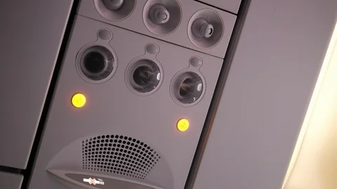 Airplane Assistance Button Symbol Pressed above seat Stock-Footage 113964553