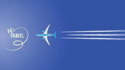 Airplane on a background of blue sky. Illustrazione stock