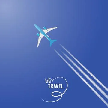 Airplane on a background of blue sky. Stock Illustration