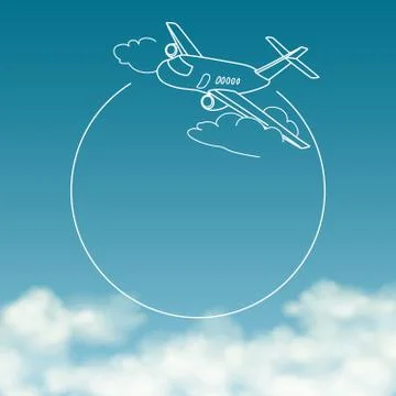 Airplane on background of cloudy sky with space for text Stock Illustration