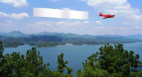 Airplane Banner 3d Rendering Illustrazione stock