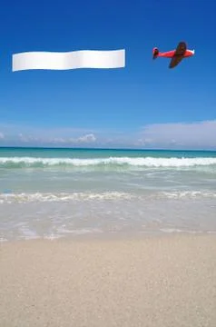 Airplane Banner 3d Rendering Stock Illustration