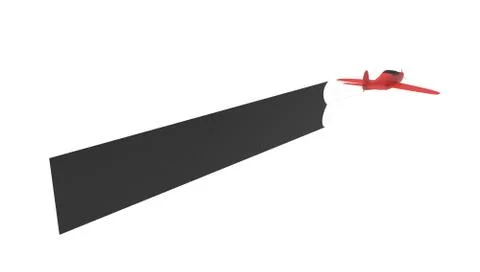 Airplane Banner 3d Rendering isolated on white Stock Illustration