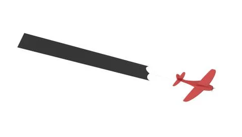 Airplane Banner 3d Rendering isolated on white Stock Illustration