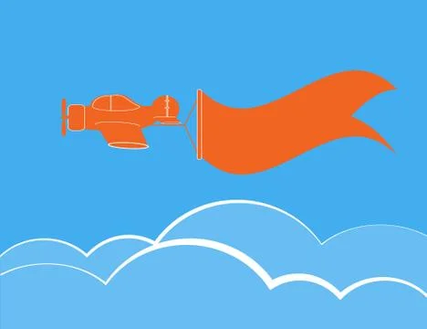 Airplane banner  over cloud Stock Illustration