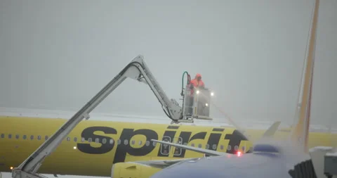 Airplane being De Iced for a flight 스톡 동영상 329407949