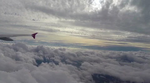 Airplane between cloud layers beautiful view, passenger air view Stock Footage 43962479