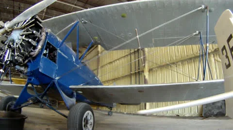 Airplane Biplane in Hangar 動画素材 23752086