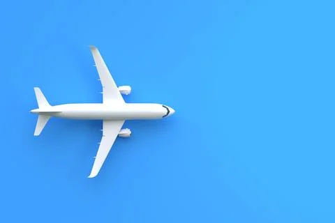 Airplane on a blue background with copy space Stock Illustration