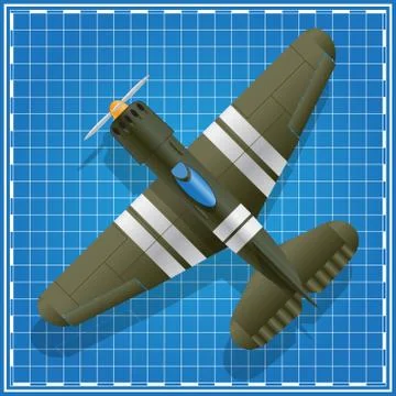 Airplane on a blue background. Stock Illustration