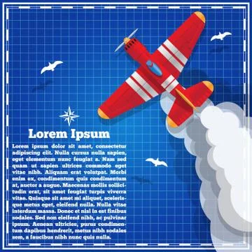 Airplane on a blue background. Stock Illustration