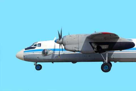 Airplane on a blue background Stock Photos