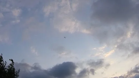 Airplane in blue sky with clouds Stock-Footage 108024768