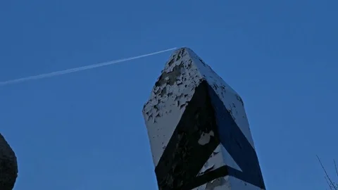 Airplane in blue sky Stock Footage 74066703