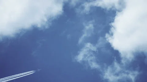Airplane In Blue Sky Stock Footage 112886406