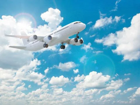 Airplane in the blue sky. Stock Illustration