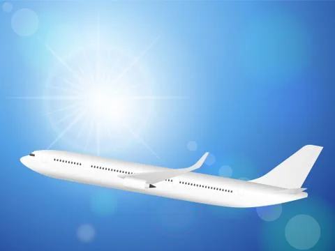 Airplane on blue sky Stock Illustration