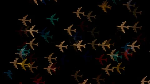 Airplane Bokeh Multicolor and White Lights RACK Stock Footage 84604459
