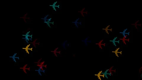 Airplane Bokeh Multicolor Lights RACK Stock Footage 84708425