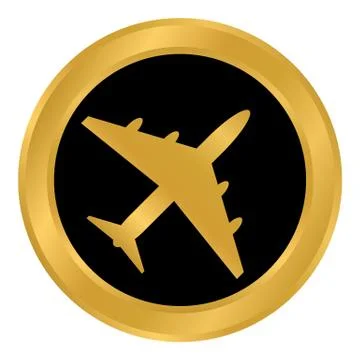 Airplane button on white. Stock Illustration