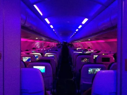 Airplane cabin cool light Stock Photos