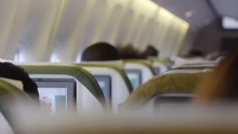 Airplane cabin during flight - passenger's point of view Stock Footage 75007031