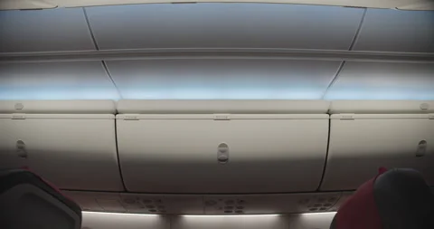 Airplane Cabin Interior With Overhead Storage Control Panel 스톡 동영상 147101178
