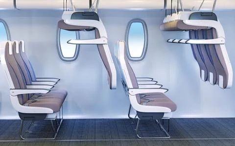 Airplane cabin interior . Stock Photos