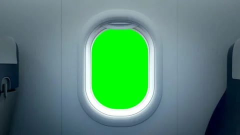 Airplane cabin. Interior of the plane with a green background for effects. 4K 스톡 동영상 201399154
