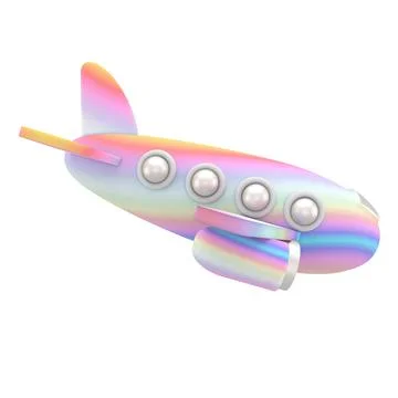 Airplane cartoon style 3d rendering. Airplane icon. Stock Illustration