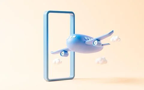 Airplane with cartoon style, 3d rendering. Illustrazione stock