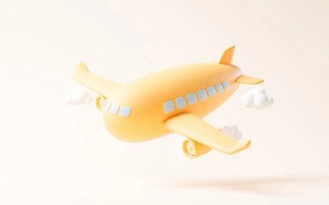 Airplane with cartoon style, 3d rendering. Stock Illustration