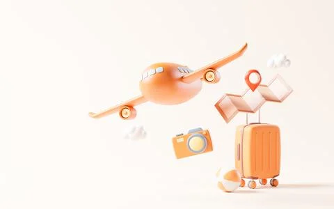 Airplane with cartoon style, 3d rendering. Stock Illustration