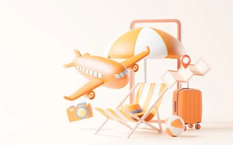 Airplane with cartoon style, 3d rendering. Stock Illustration