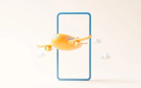 Airplane with cartoon style, 3d rendering. Stock Illustration