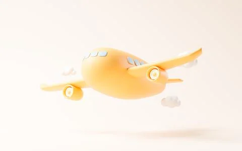 Airplane with cartoon style, 3d rendering. Stock Illustration