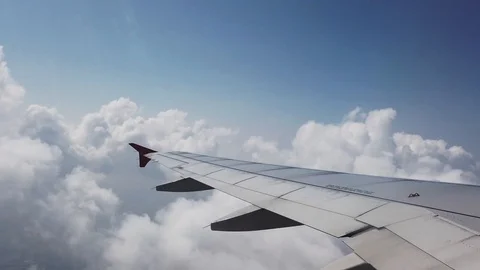 Airplane Changing the Flight Level Scene, Shot through the Window at the Pass Stock Footage 108267889