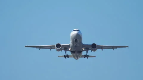 Airplane climbing after take-off Stock Footage 138738272