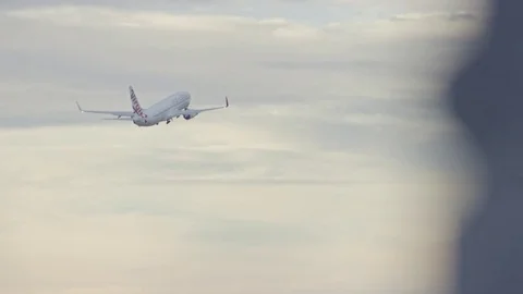 Airplane Climbing take off into the sky Stock Footage 81853108