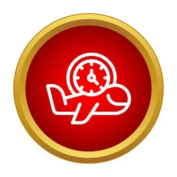 Airplane with clock icon indicating flight time Stock Illustration