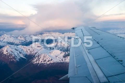 In the airplane close to ushuaia Stock Photos