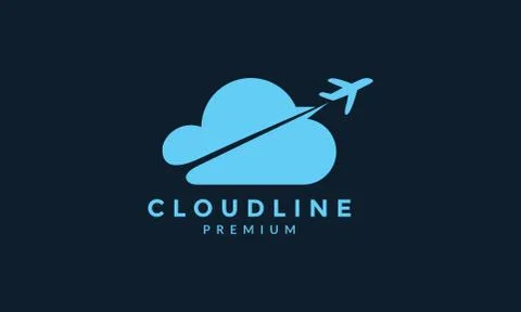 Airplane with cloud data tech logo icon illustration design Stock Illustration