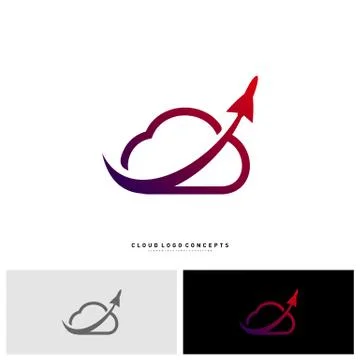 Airplane Cloud Logo Design Concept Vector. Transportation Cloud Logo Template Stock Illustration