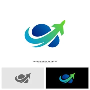 Airplane Cloud Logo Design Concept Vector. Transportation Cloud Logo Template Stock Illustration