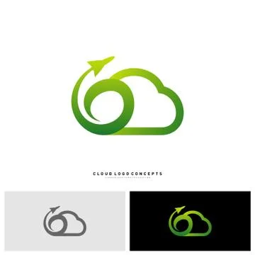 Airplane Cloud Logo Design Concept Vector. Transportation Cloud Logo Template Stock Illustration