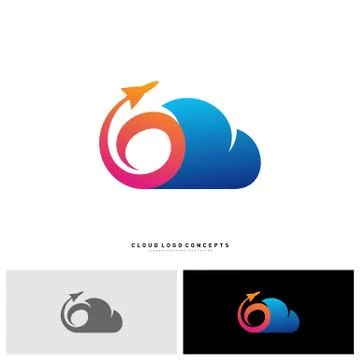 Airplane Cloud Logo Design Concept Vector. Transportation Cloud Logo Template Stock Illustration