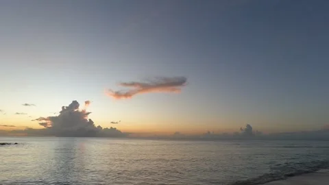 Airplane Cloud at Sunset in Caribbean Sea Travel and Tourism scenery Stock Footage 217781546