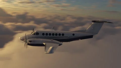 Airplane in the clouds and sunset Stock Footage 252108658