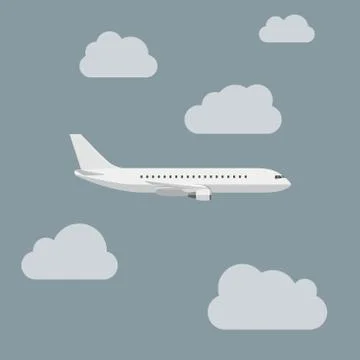 Airplane with clouds Stock Illustration