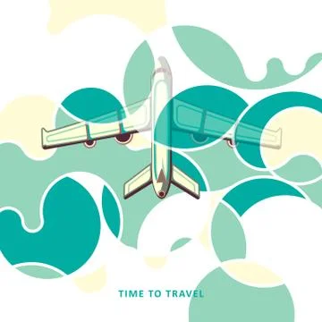 Airplane in clouds. Vector illustration Stock Illustration